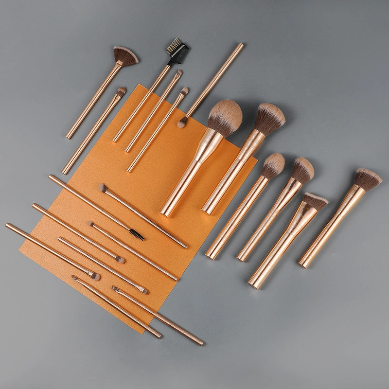 New Fashionable Full Aluminum Handle Makeup Brush Face Set 20 Piece Rose Gold Makeup Brush Set