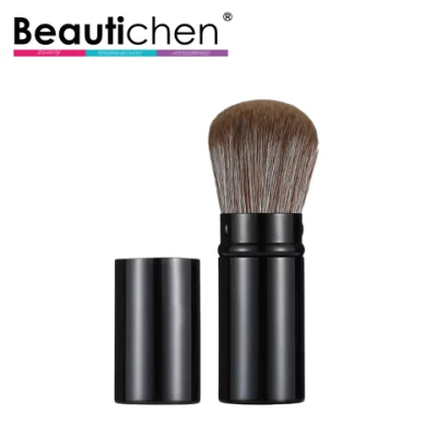 Beautichen ist neu im Angebot: großer, einziehbarer Kubuki-Puderpinsel aus schwarzem Metall, schräg, luxuriöser schwarzer Make-up-Pinsel, Puderpinsel