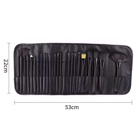 Pinselset Reise-Haartupftasche Schwarz Desinfektionsmittelhalter Zwinge Echte Ziegenverpackung Eye Private Label 24 Make-up-Pinsel