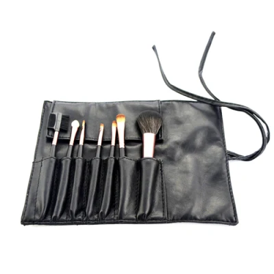 Tragbares 7-teiliges Make-up-Pinsel-Set mit OEM-Branding und PU-Kosmetiktasche