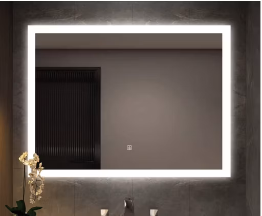 Espejo Antik-Wand-Make-up-Glasspiegel mit LED-Wandvergrößerung, LED-Smart-Badezimmer, gerahmt, Heimdekoration, Aluminium, Silber, Kupferfrei, Antik-Make-up-Glasspiegel